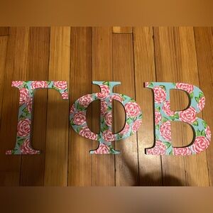 Gamma Phi Beta Sorority wooden letters - Lily Pulitzer design
